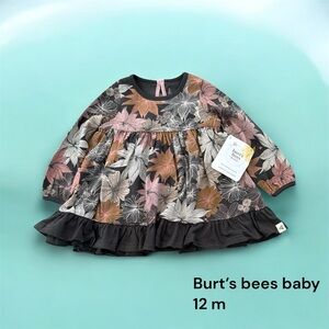 🐶❄️Burt's Bees Baby Floral Dress - Pink, Gray, Black